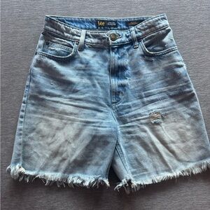 Lee Women's Light Blue Distressed Jean Shorts
